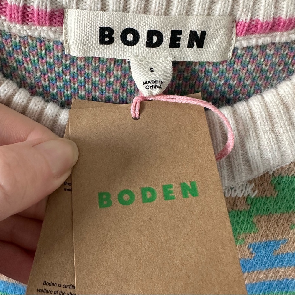 NWT BODEN Abi Jacquard Cardigan Multi Aztec SZ S - Picture 4 of 6